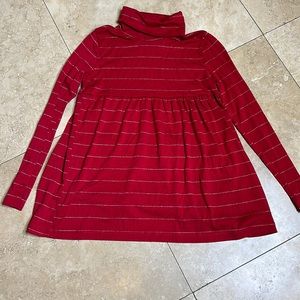 Girls red turtleneck dress with silver sparkle accents